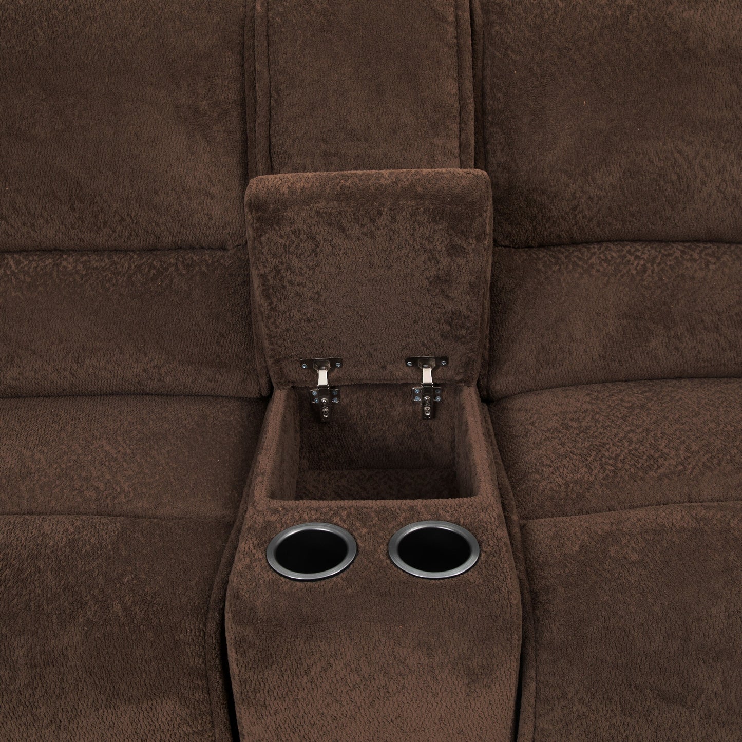 Canapé sectionnel inclinable moderne brun foncé Renic de Furniture of America avec console et ports USB