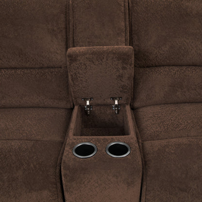 Canapé sectionnel inclinable moderne brun foncé Renic de Furniture of America avec console et ports USB