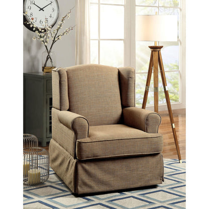 Fauteuil à bascule transitionnel rembourré en tissu Keal avec jupe par Furniture of America