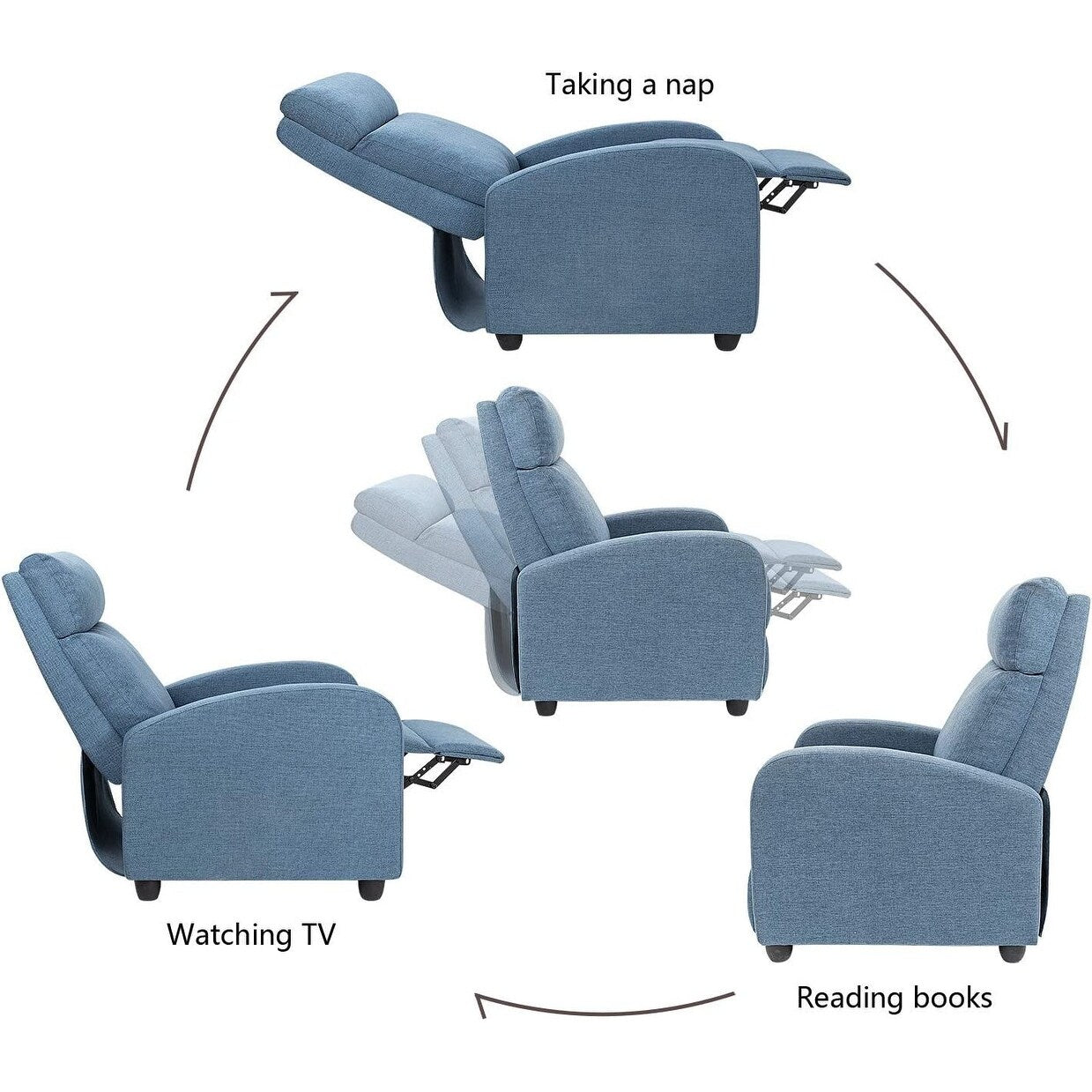 Canapé inclinable simple en tissu Furniwell avec siège rembourré