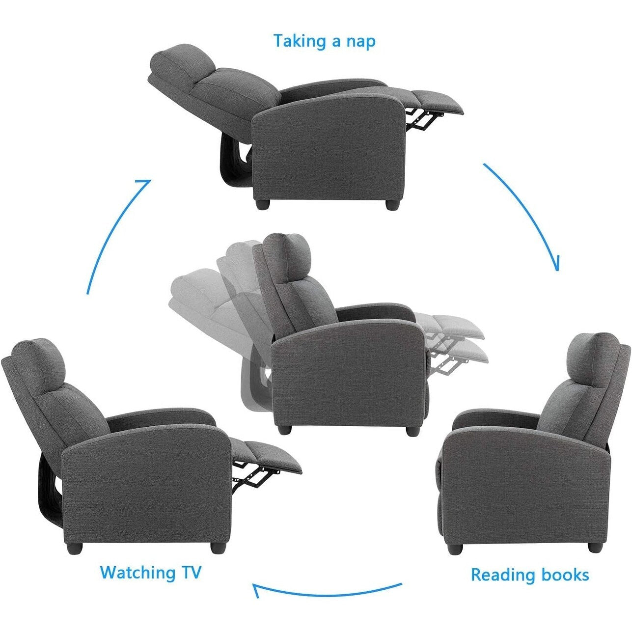 Canapé inclinable simple en tissu Furniwell avec siège rembourré