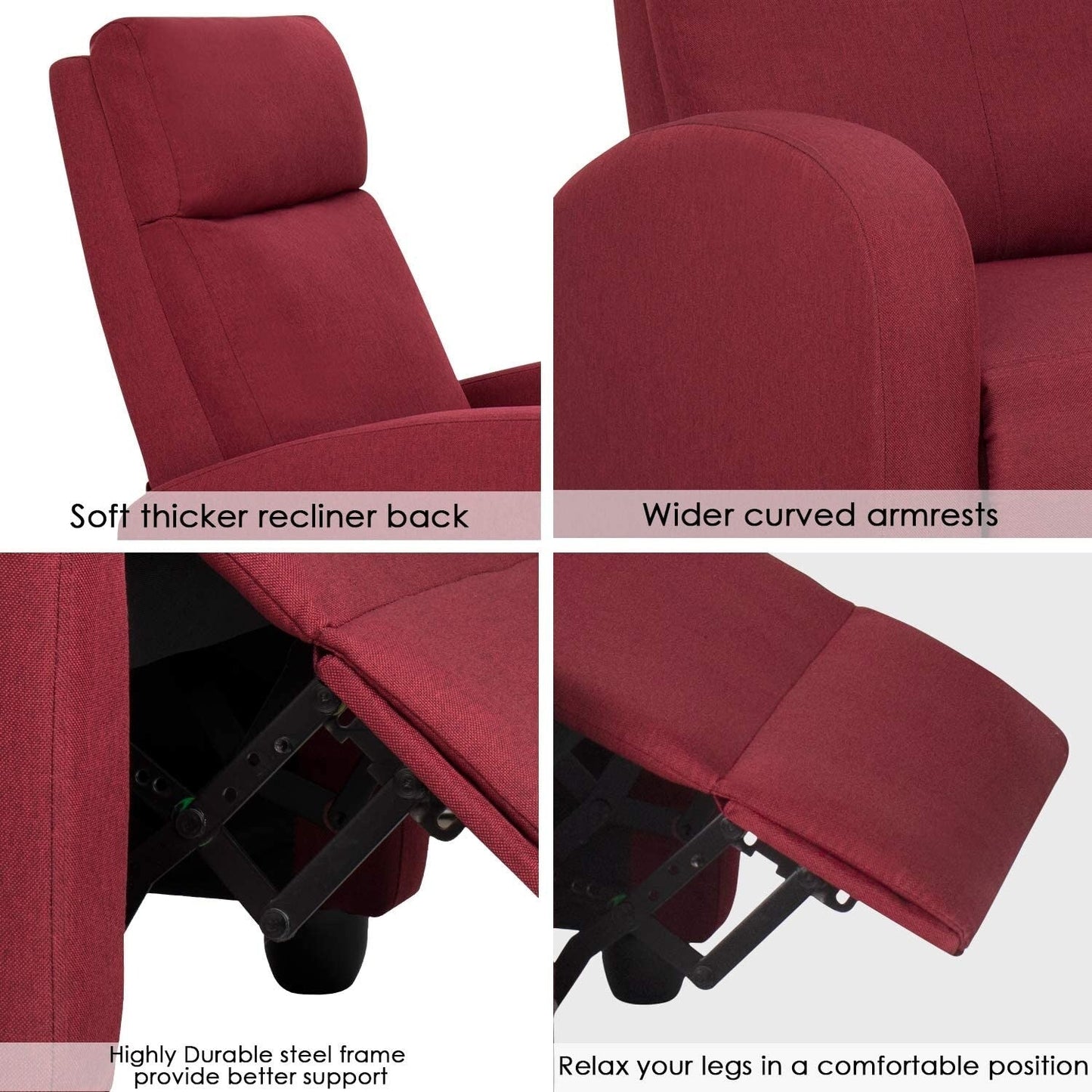 Canapé inclinable simple en tissu Furniwell avec siège rembourré