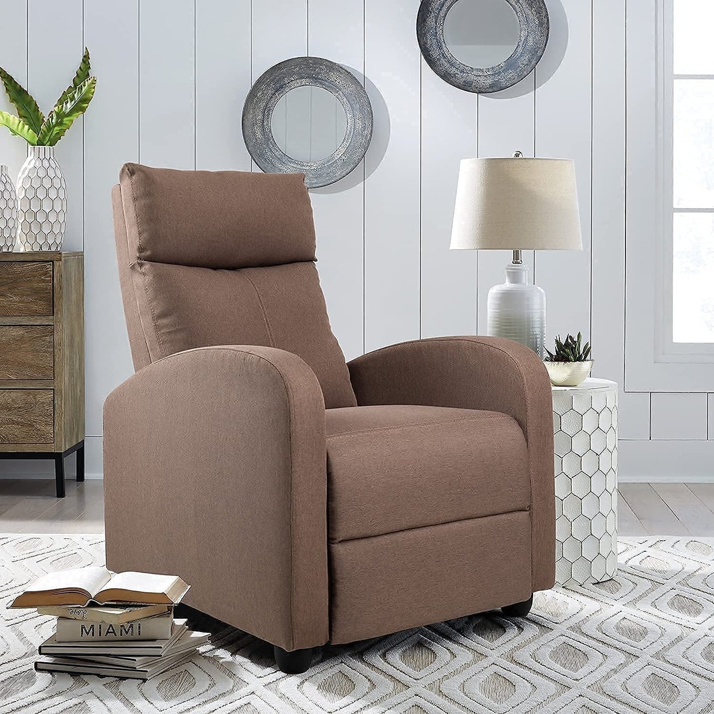 Fauteuil inclinable de massage Furniwell en tissu de lin épais et rembourré