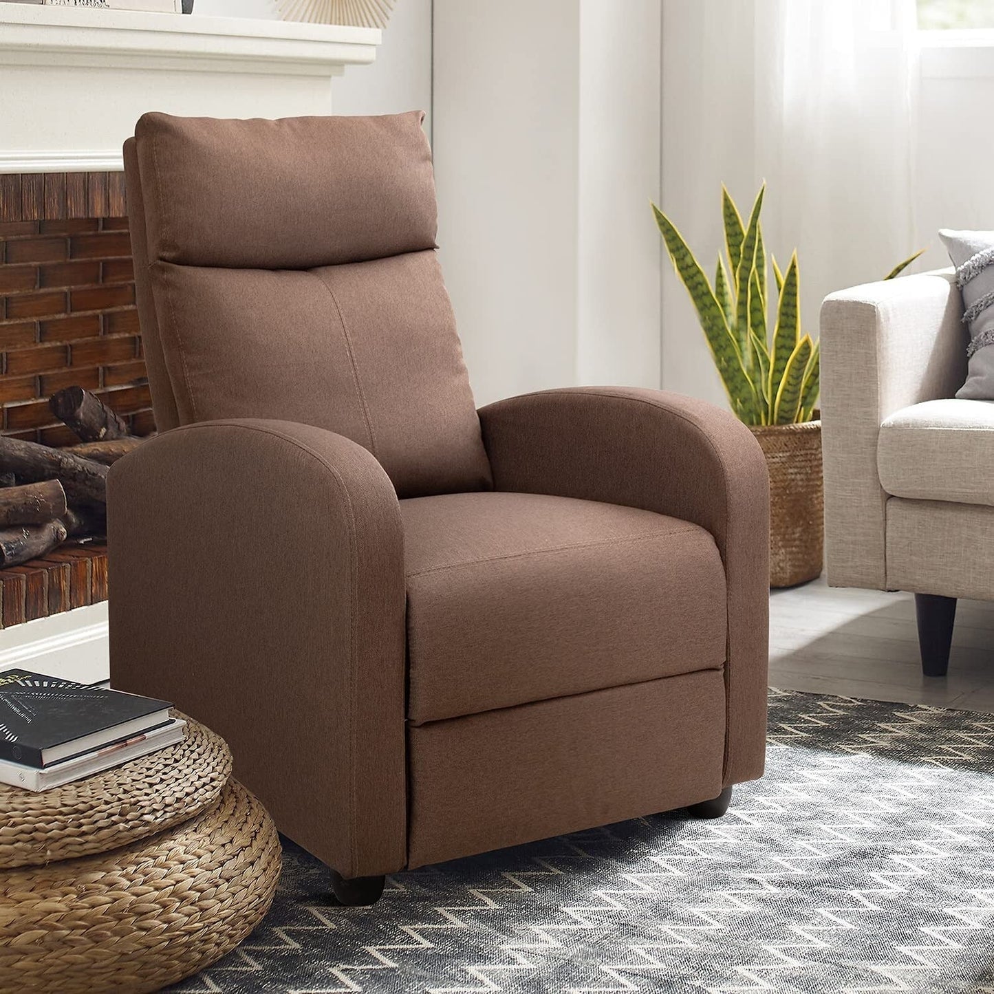 Fauteuil inclinable de massage Furniwell en tissu de lin épais et rembourré