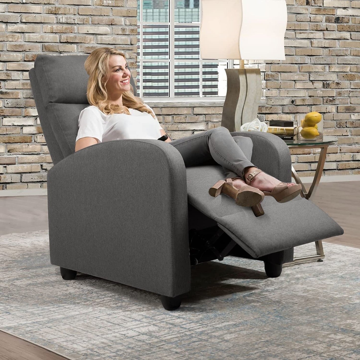 Fauteuil inclinable de massage Furniwell en tissu de lin épais et rembourré