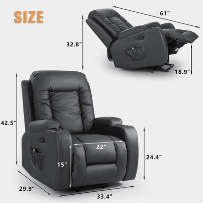 Fauteuil inclinable électrique Furniwell en cuir PU avec port USB