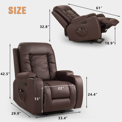 Fauteuil inclinable électrique Furniwell en cuir PU avec port USB