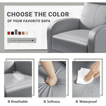 Canapé inclinable en cuir PU Furniwell avec siège et dossier rembourrés.