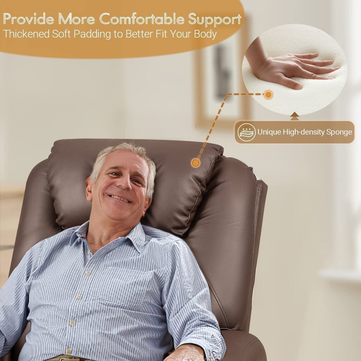 Fauteuil inclinable Furniwell Power Lift en cuir PU avec massage et chauffage