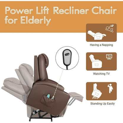 Fauteuil inclinable Furniwell Power Lift en cuir PU avec massage et chauffage