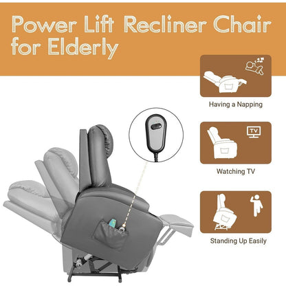 Fauteuil inclinable Furniwell Power Lift en cuir PU avec massage et chauffage