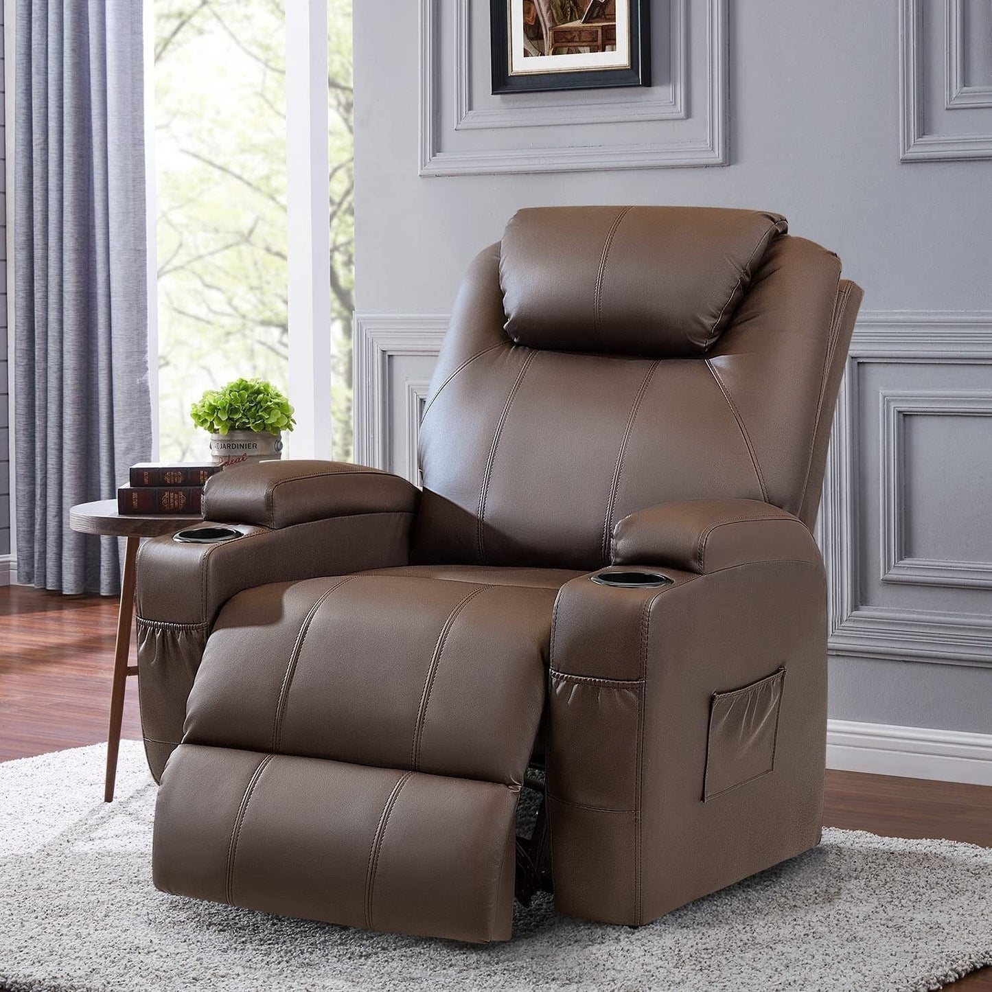Fauteuil inclinable Furniwell Power Lift en cuir PU avec massage et chauffage
