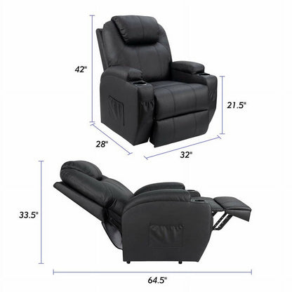 Fauteuil inclinable électrique Furniwell pour personnes âgées avec chauffage, poche latérale, salon