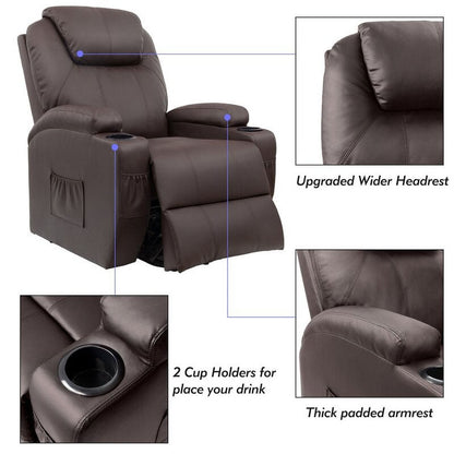 Fauteuil inclinable électrique Furniwell pour personnes âgées avec chauffage, poche latérale, salon