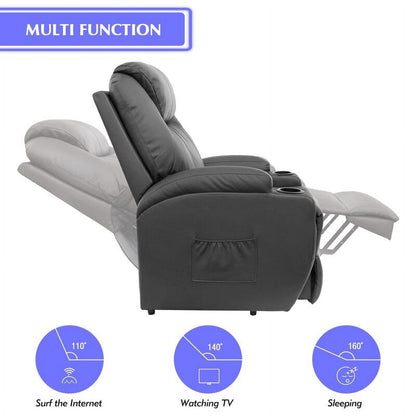 Fauteuil inclinable électrique Furniwell pour personnes âgées avec chauffage, poche latérale, salon