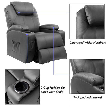 Fauteuil inclinable électrique Furniwell pour personnes âgées avec chauffage, poche latérale, salon