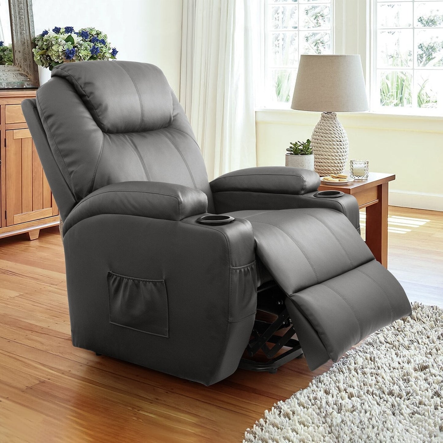Fauteuil inclinable électrique Furniwell pour personnes âgées avec chauffage, poche latérale, salon
