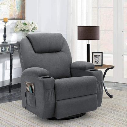 Fauteuil inclinable chauffant et massant rotatif Furniwell en tissu avec fonction tourbillon