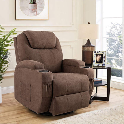 Fauteuil inclinable chauffant et massant rotatif Furniwell en tissu avec fonction tourbillon