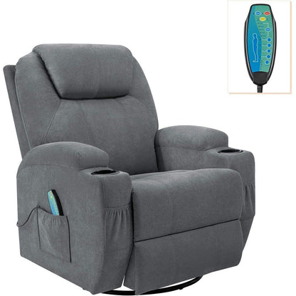 Fauteuil inclinable chauffant et massant rotatif Furniwell en tissu avec fonction tourbillon