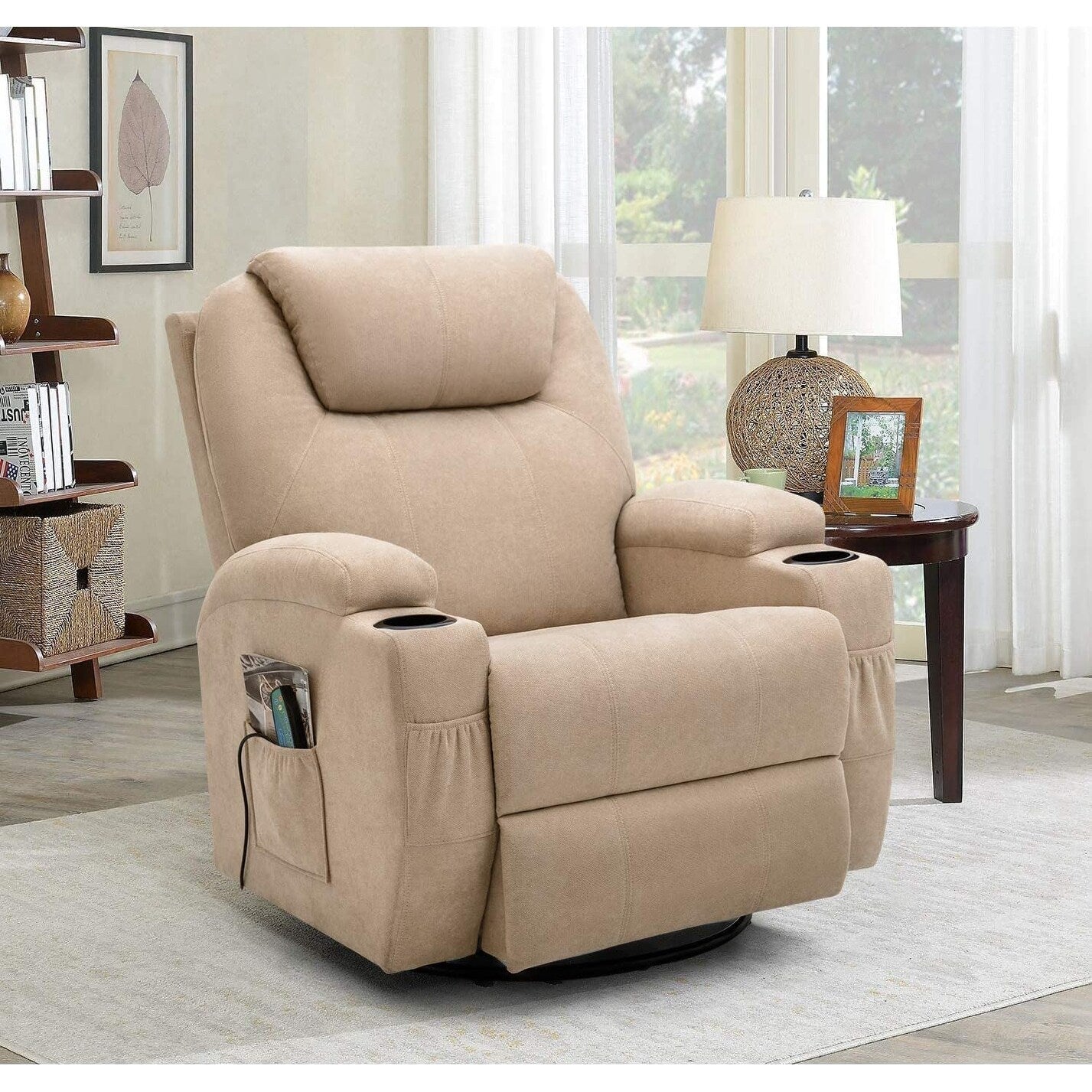 Fauteuil inclinable chauffant et massant rotatif Furniwell en tissu avec fonction tourbillon