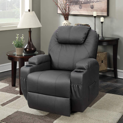 Fauteuil inclinable chauffant et rotatif Furniwell en cuir PU avec fonction tourbillon