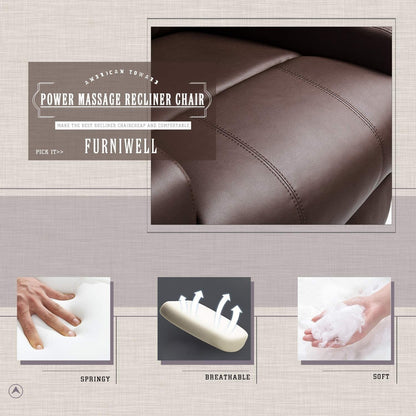Fauteuil inclinable chauffant et rotatif Furniwell en cuir PU avec fonction tourbillon