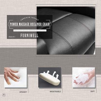 Fauteuil inclinable chauffant et rotatif Furniwell en cuir PU avec fonction tourbillon