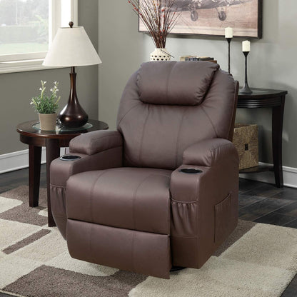 Fauteuil inclinable chauffant et rotatif Furniwell en cuir PU avec fonction tourbillon