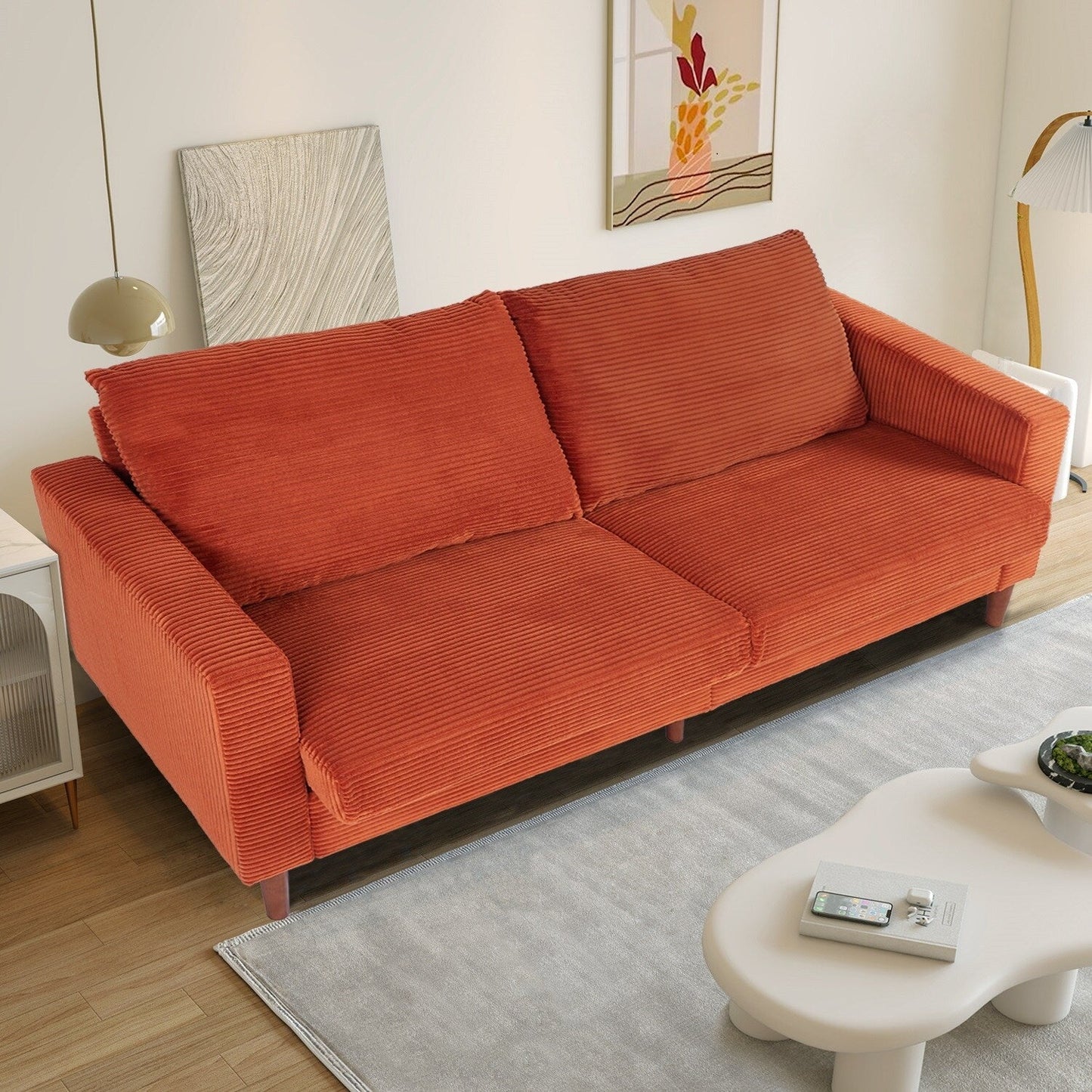 74 canapés pour le salon, canapés causeuse en velours côtelé, petit canapé avec 2 coussins, canapé facile à monter pour les petits espaces