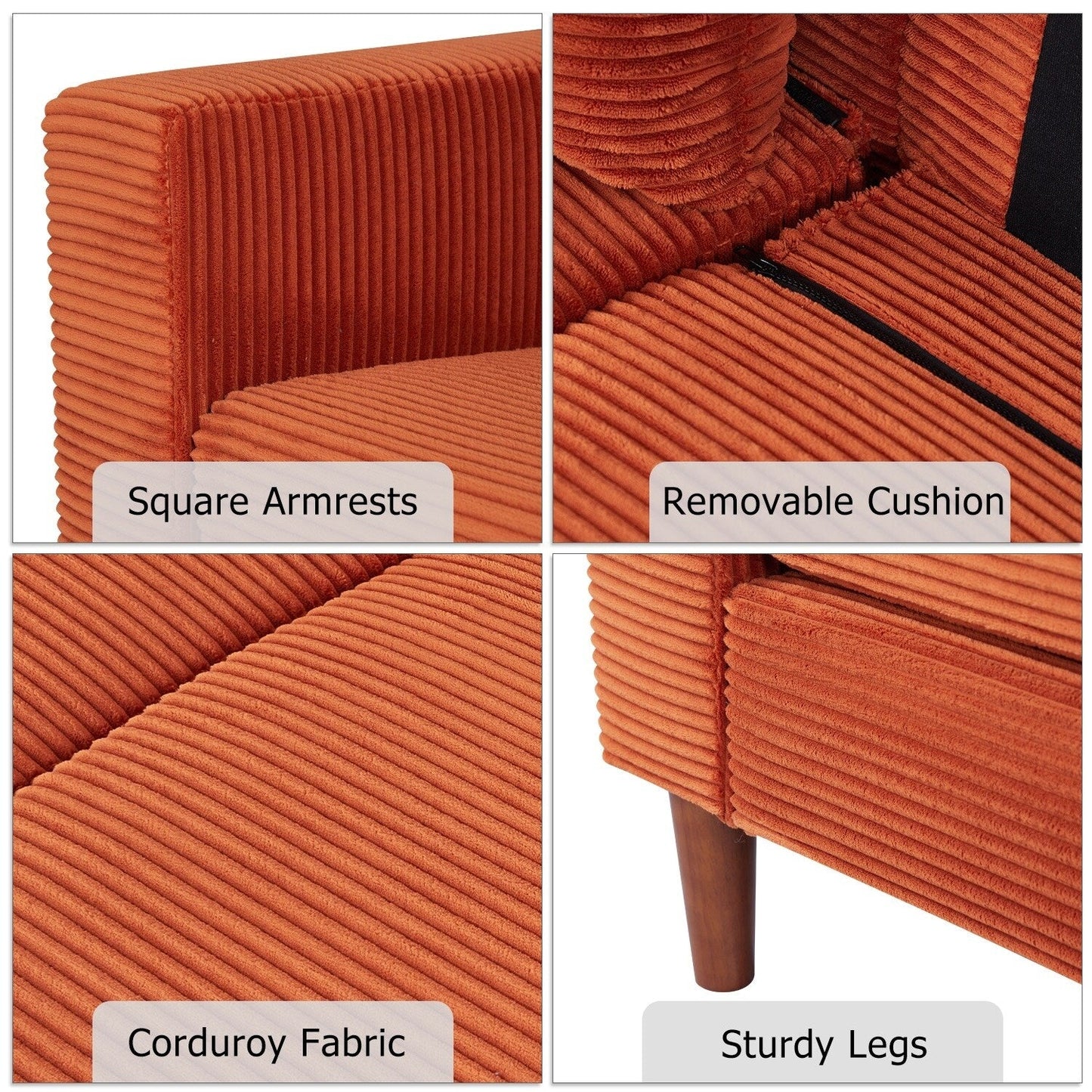 74 canapés pour le salon, canapés causeuse en velours côtelé, petit canapé avec 2 coussins, canapé facile à monter pour les petits espaces