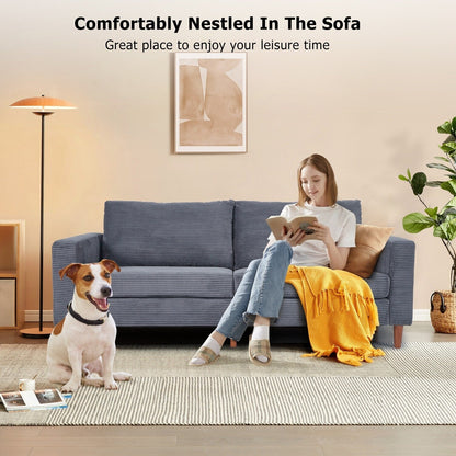 74 canapés pour le salon, canapés causeuse en velours côtelé, petit canapé avec 2 coussins, canapé facile à monter pour les petits espaces