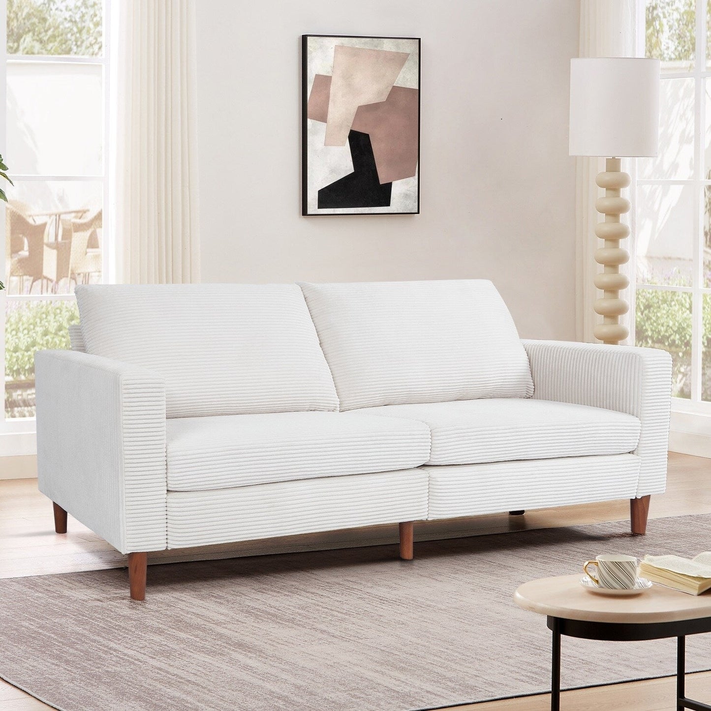 74 canapés pour le salon, canapés causeuse en velours côtelé, petit canapé avec 2 coussins, canapé facile à monter pour les petits espaces