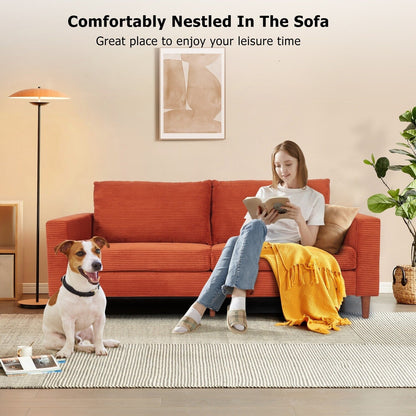 74 canapés pour le salon, canapés causeuse en velours côtelé, petit canapé avec 2 coussins, canapé facile à monter pour les petits espaces