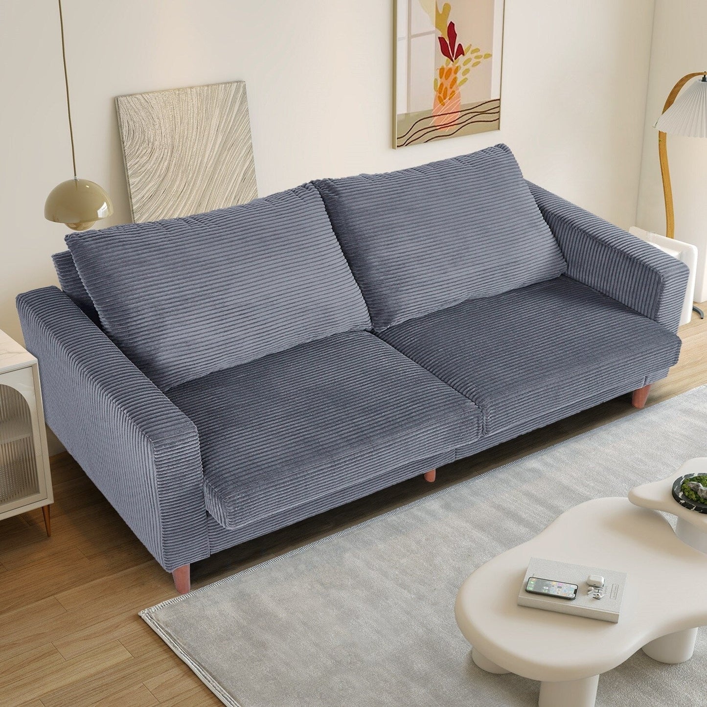 74 canapés pour le salon, canapés causeuse en velours côtelé, petit canapé avec 2 coussins, canapé facile à monter pour les petits espaces