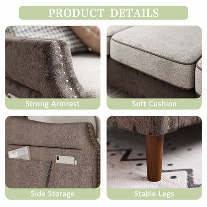 Canapé en L Futzca 78 pouces avec pouf et sac de rangement latéral