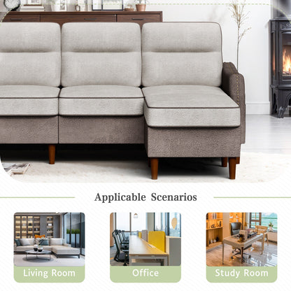 Canapé en L Futzca 78 pouces avec pouf et sac de rangement latéral