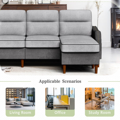 Canapé en L Futzca 78 pouces avec pouf et sac de rangement latéral