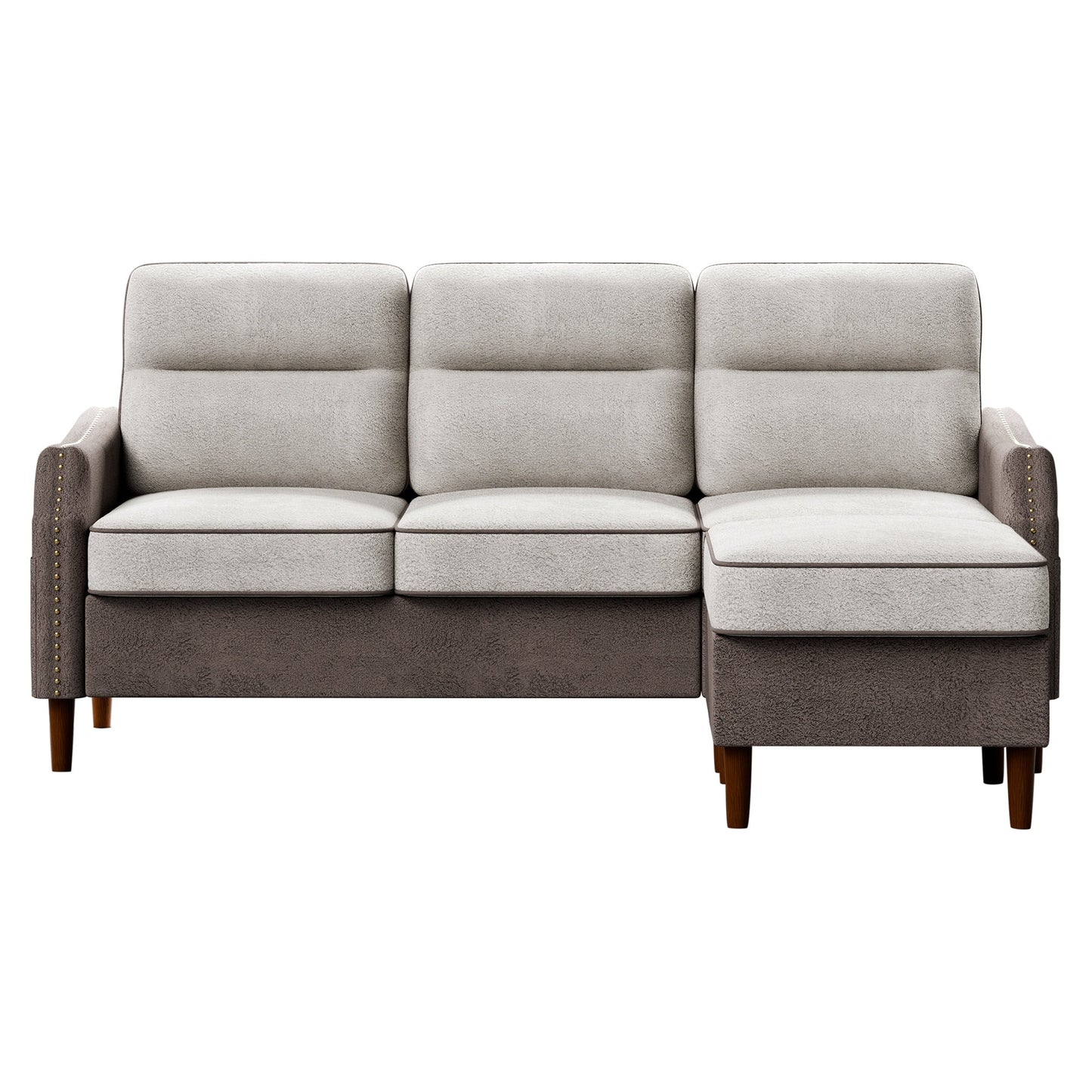 Canapé en L Futzca 78 pouces avec pouf et sac de rangement latéral