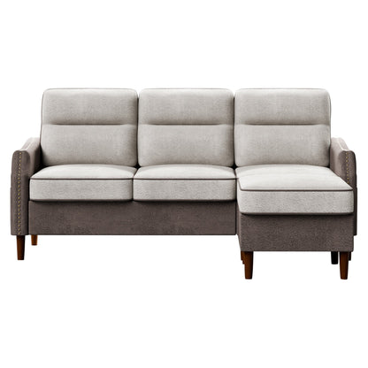 Canapé en L Futzca 78 pouces avec pouf et sac de rangement latéral