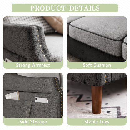 Canapé en L Futzca 78 pouces avec pouf et sac de rangement latéral