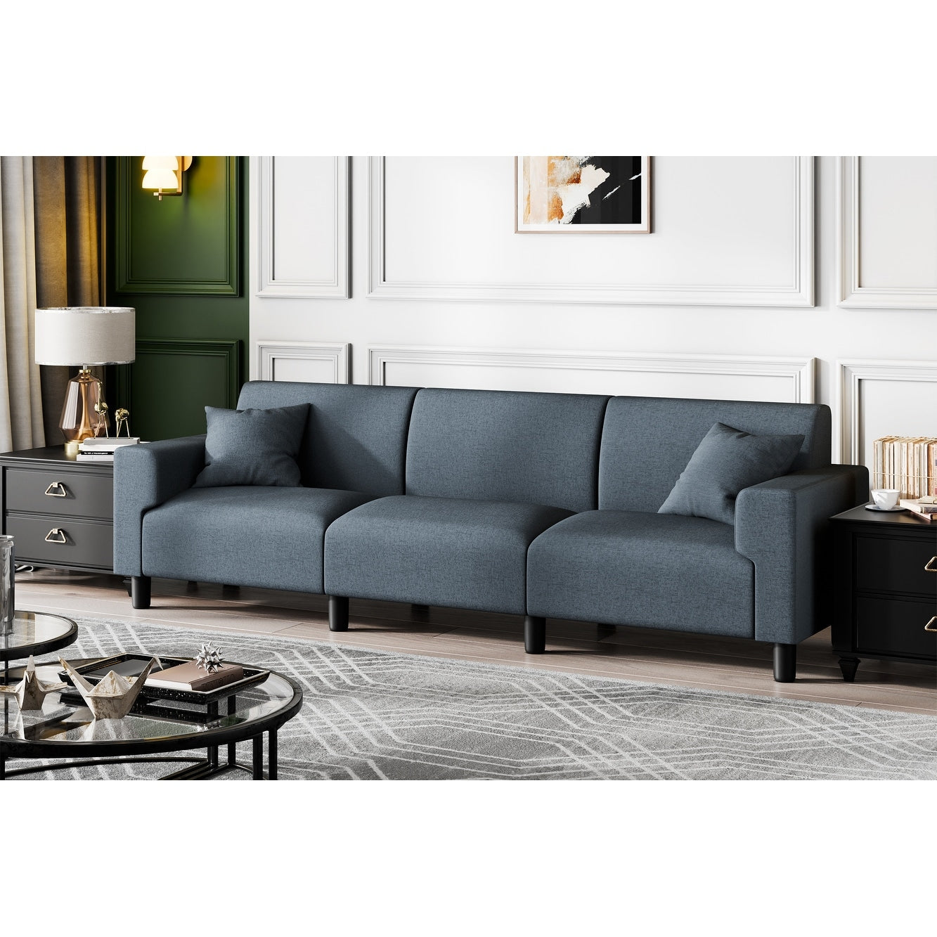 Canapé-lit Futzca 94'', canapé 3 places moderne avec deux oreillers