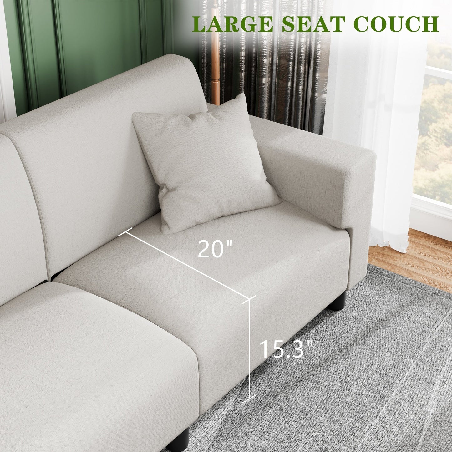 Canapé-lit Futzca 94'', canapé 3 places moderne avec deux oreillers