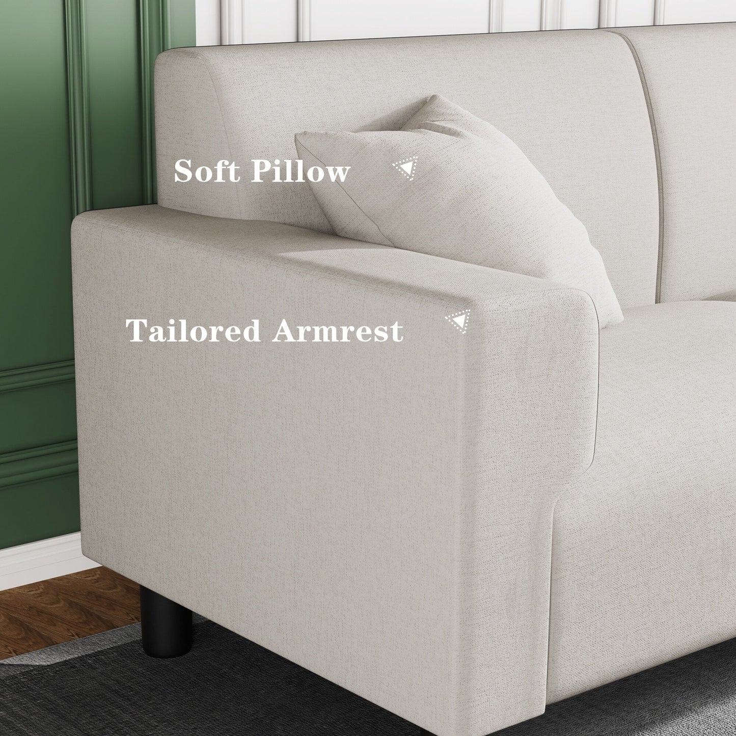 Canapé-lit Futzca 94'', canapé 3 places moderne avec deux oreillers