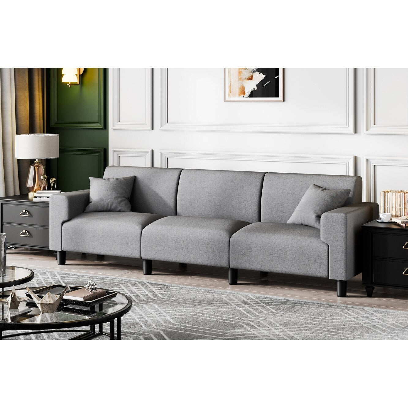 Canapé-lit Futzca 94'', canapé 3 places moderne avec deux oreillers