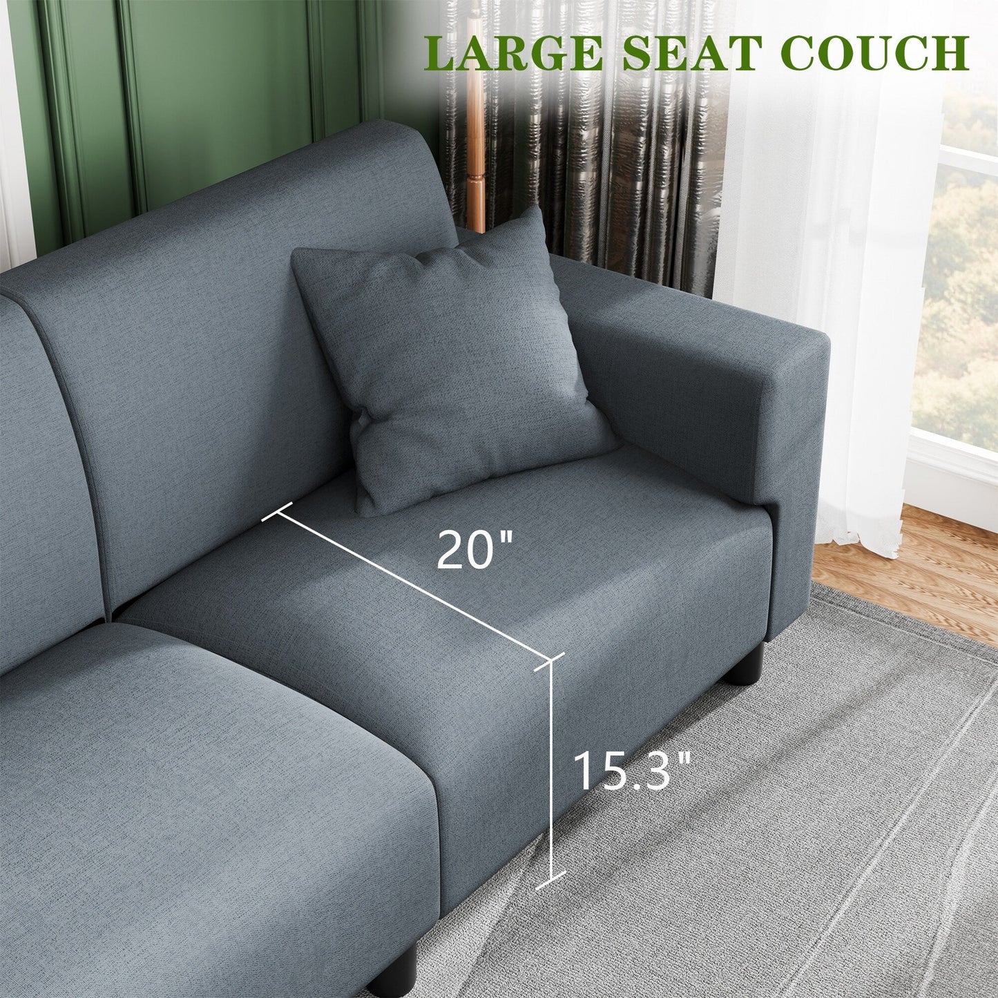 Canapé-lit Futzca 94'', canapé 3 places moderne avec deux oreillers