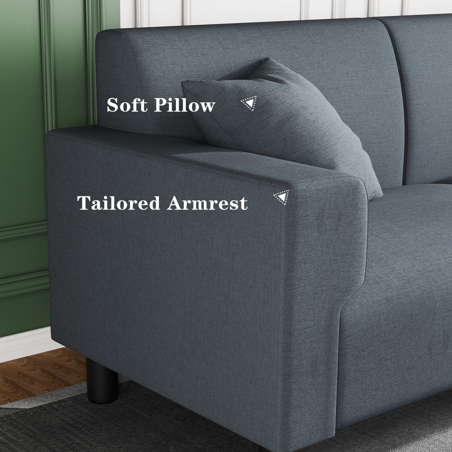 Canapé-lit Futzca 94'', canapé 3 places moderne avec deux oreillers