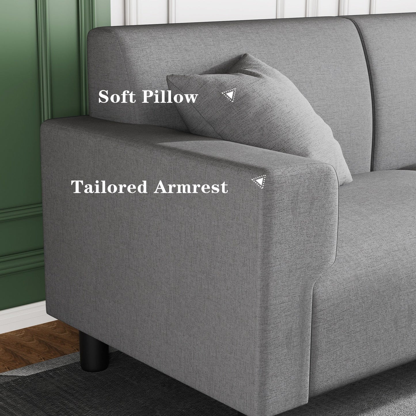 Canapé-lit Futzca 94'', canapé 3 places moderne avec deux oreillers