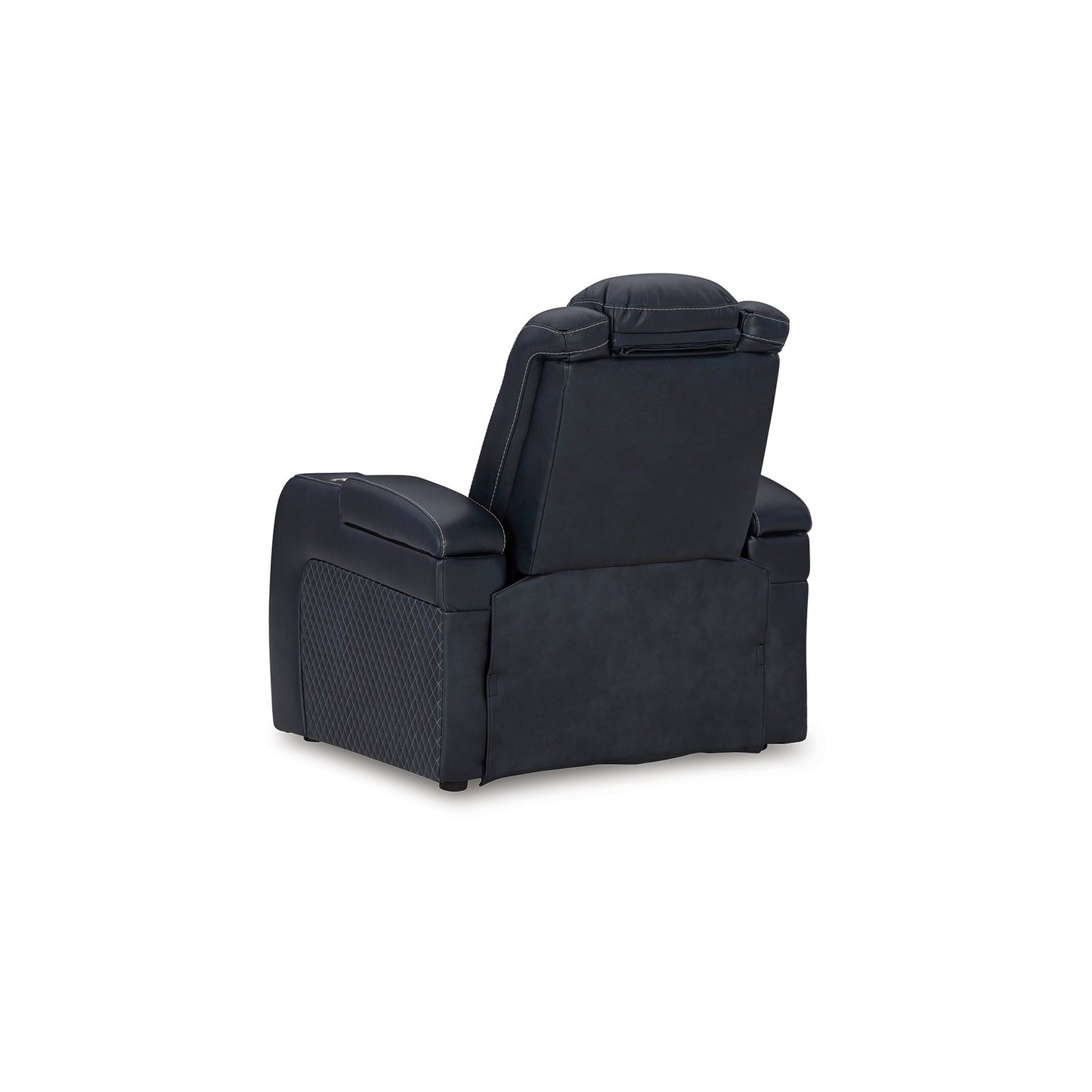 Fauteuil inclinable électrique à LED Fynne, port USB, similicuir bleu saphir