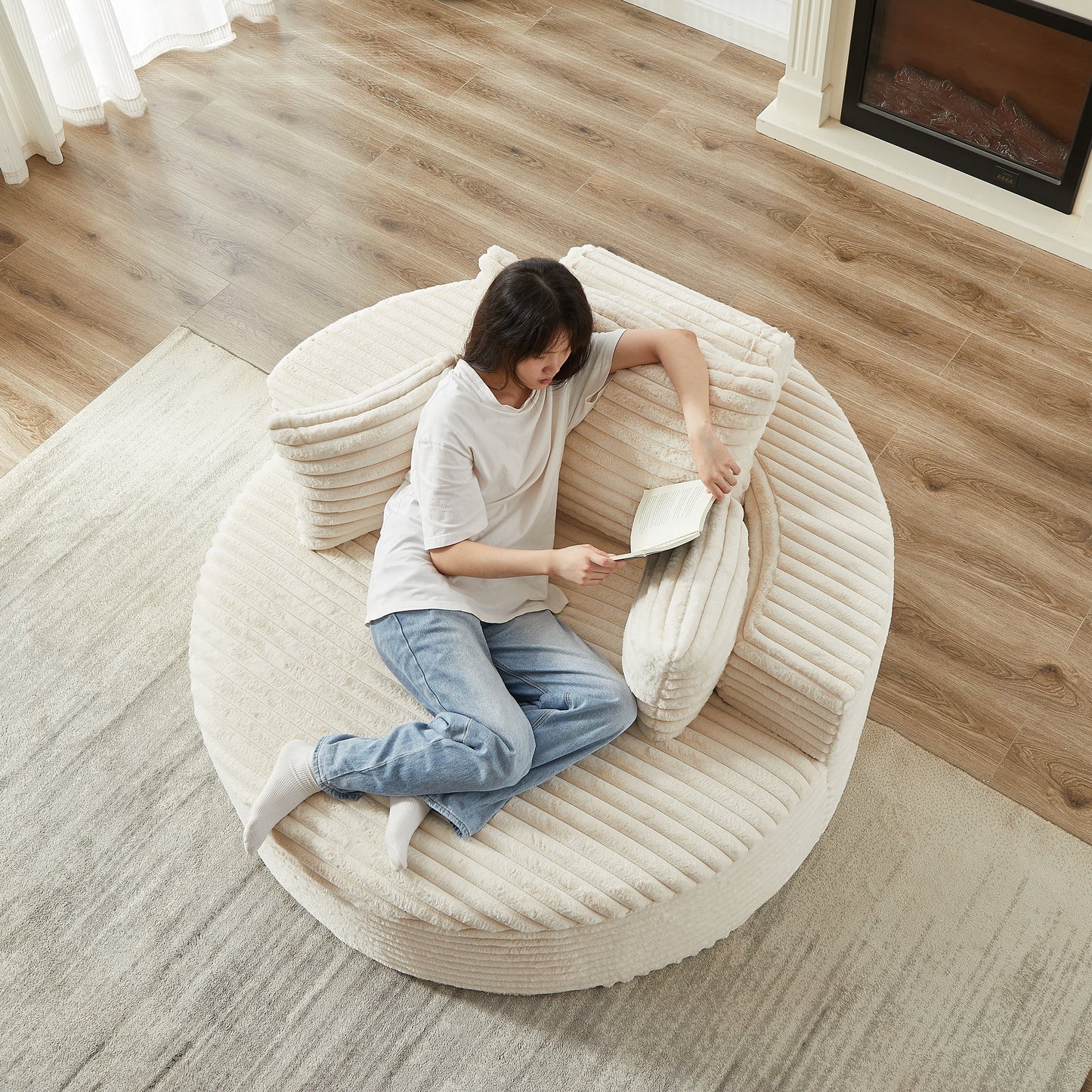 GDFStudio - Canapé simple inclinable en velours côtelé Emberwood